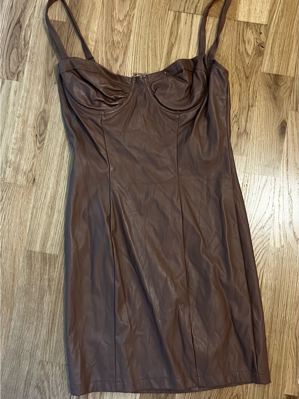Brown Faux Leather Slip Dress - Women